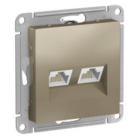 Розетка ATLASDESIGN двойная компьютерная RJ45+RJ45 категория 5E механизм шампань (Systeme Electric) ATN000585