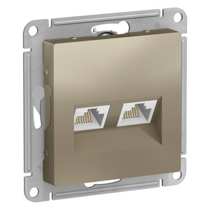 Розетка ATLASDESIGN двойная компьютерная RJ45+RJ45 категория 5E механизм шампань (Systeme Electric) ATN000585