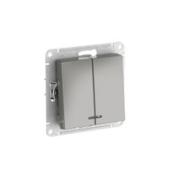 ATLASDESIGN 2-клавишный ВЫКЛЮЧАТЕЛЬ с подсветкой ,сх.5а, 10АХ, быстрозажимные клеммы,СТАЛЬ (Systeme Electric) ATN000953S