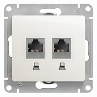 Розетка Glossa двойная компьютерная RJ45 + RJ45 кат.5E механизм перламутр (Systeme Electric) GSL000685KK