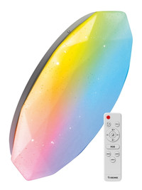 Светильник светодиодный ДБО-75 настенно-потолочный управляемый DIAMOND-RGB 230В 3000-6500K 6000Лм 502x83мм с RGB подсветкой (Космос) KSDiamRGB75W