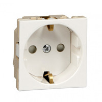 W45 Розетка скрытая с заземлением белая RAL9010   для кабель-канала (Systeme Electric) RN16-113-BE