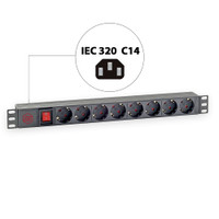 Блок розеток 19' на 8 розеток. выключатель. гнездо C14 под шнур (SYSMATRIX) PD 0802.000