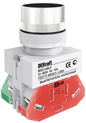 Кнопка черная выключения ABLF-22 220В ВK-22 (Dekraft) 25012DEK