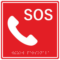Табличка тактильная с пиктограммой SOS Трубка (1  50x150мм) красный фон (Hostcall) MP-010R2