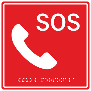 Табличка тактильная с пиктограммой SOS Трубка (1  50x150мм) красный фон (Hostcall) MP-010R2