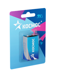 Батарейка  6F22 (крона) 9V Zinc carbon 1BL (Космос) KOC6F221BL