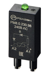Модуль индикации и защиты, LED + Варистор, 240В AC/DC (Релеон) PM8023098