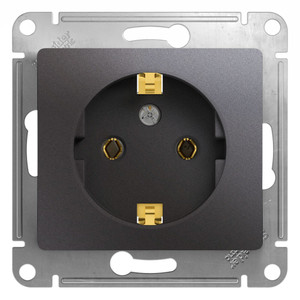 GLOSSA розетка с заземлением графит (Systeme Electric) GSL001343