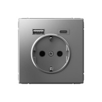 ARTGALLERY розетка 16А с 2 USB A+C, 5В/2,4А/3,0А, 2х5В/1,5А, механизм, сталь (Systeme Electric) GAL000932