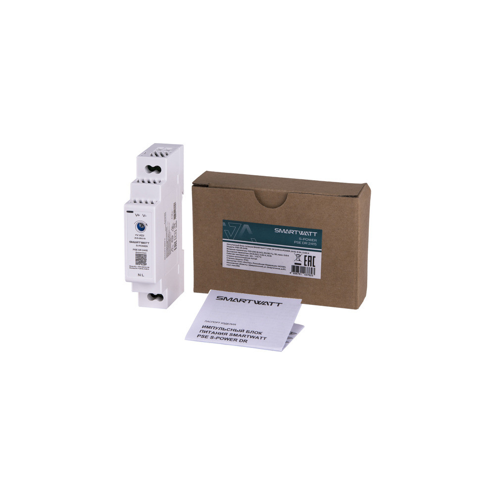 Импульсный блок питания SMARTWATT PSE DR 2415 S-POWER, 24 В, 15 Вт, 0,63 А (SMARTWATT) 4512020450010