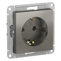 Розетка ATLASDESIGN с заземлением 16А механизм сталь (Systeme Electric) ATN000943