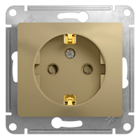 GLOSSA Розетка с заземлением со шторками в рамку титан (Systeme Electric) GSL000445