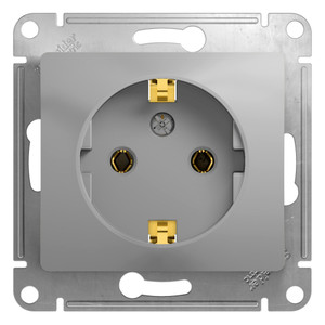 GLOSSA Розетка с заземлением в рамку алюминий (Systeme Electric) GSL000343