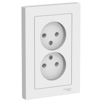 Розетка ATLASDESIGN двойная без заземления 16А в сборе белый (Systeme Electric) ATN000120