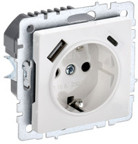 BRITE Розетка с заземлением с защитными шторками 16А с USB A+C 18Вт РЮш11-1-БрБ белый (IEK) BR-R14-16-U22-018-K01