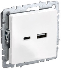 BRITE Розетка USB A+C 18Вт РЮ11-1-БрБ белый (IEK) BR-U22-018-K01