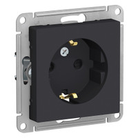 Розетка ATLASDESIGN с заземлением со шторками 16А механизм карбон (Systeme Electric) ATN001045