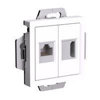 ATLASDESIGN РОЗЕТКА двойная HDMI+RJ45, кат.5Е, механизм, БЕЛЫЙ (Systeme Electric) ATN000182