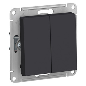 Переключатель двухклавишный ATLASDESIGN схема 6 10АХ механизм карбон (Systeme Electric) ATN001065