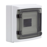 Щит настенный с дверцей 8 модулей IP65 серый с    клеммным блоком 63А (DKC) RB08W6TGD