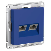 ATLASDESIGN РОЗЕТКА двойная компьютерная RJ45+RJ45, кат.5E, механизм, АКВАМАРИН (Systeme Electric) ATN001185
