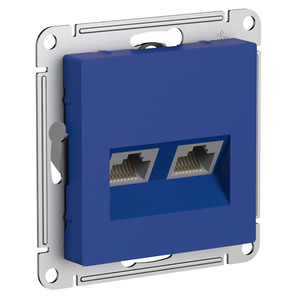 ATLASDESIGN РОЗЕТКА двойная компьютерная RJ45+RJ45, кат.5E, механизм, АКВАМАРИН (Systeme Electric) ATN001185