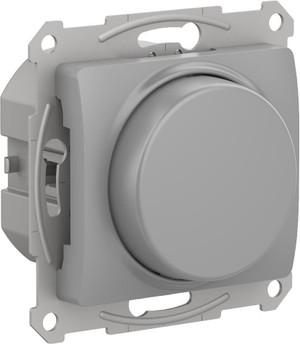 GLOSSA СВЕТОРЕГУЛЯТОР (диммер) повор-нажим, LED, RC, 400Вт, мех.,  АЛЮМИНИЙ (Systeme Electric) GSL000323