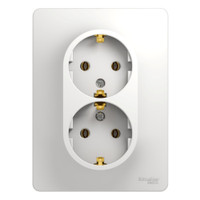GLOSSA Розетка двойная с заземлением в сборе белая (Systeme Electric) GSL000124