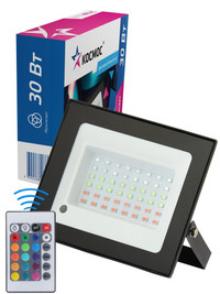 Прожектор светодиодный 30Вт, RGB с пультом, IP65, КОСМОС (Космос) K_PR5_LED_30RGB