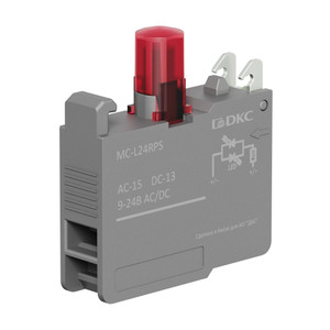Контактный блок с клеммными зажимами под винт со светодиодом на 9-24В, красный (DKC) MC-L24RPS