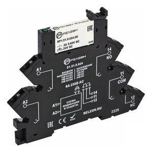 Модуль интерфейсный реле, 1 перекидной контакт, 6А, 24В AC/DC, пружинные зажимы (Релеон) RM161002400