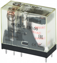 Миниатюрное промежуточное реле, 2 перекидных контакта 5А, 230В AC (Релеон) RP252823000
