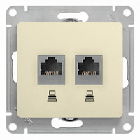 Розетка Glossa двойная компьютерная RJ45 + RJ45 кат.5E механизм бежевый (Systeme Electric) GSL000285KK