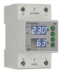 Реле контроля напряжения и тока L+N 230В AC 63А (Релеон) RV122823063