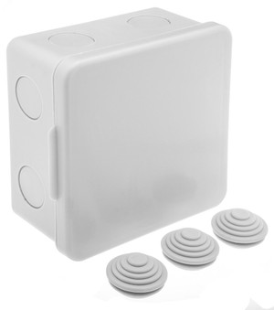 Коробка распределительная 100х100х55 без отверстий 3 муфты, IP54, открытой проводки, серый (GUSI ELECTRIC) С3В100