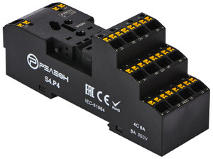 Розетка с push in клеммами для реле RP4.34 и модуля PM8, 10А (Релеон) S4P4