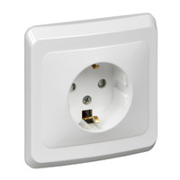 ЭТЮД Розетка скрытая с заземлением со шторками белая (Systeme Electric) PC16-004B