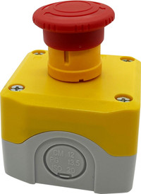 Пост кнопочный , 1 отверстие, желтый с кнопкой аварийного останова (Systeme Electric) SALK178