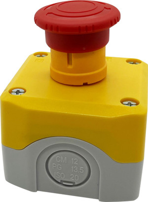 Пост кнопочный , 1 отверстие, желтый с кнопкой аварийного останова (Systeme Electric) SALK178