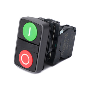 Кнопка двойн SB5 в сборе модуль 22мм зел I+красн O пластик 1НО+1НЗ (Systeme Electric) SB5AA73415