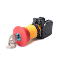 Кнопка аварийного останова SB5 в сборе 22мм 40мм ключ пластик 1НО+1НЗ (Systeme Electric) SB5AS9445