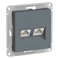 Розетка ATLASDESIGN двойная компьютерная RJ45+RJ45 категория 5E механизм грифель (Systeme Electric) ATN000785
