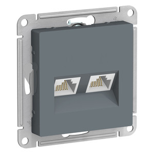 Розетка ATLASDESIGN двойная компьютерная RJ45+RJ45 категория 5E механизм грифель (Systeme Electric) ATN000785