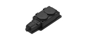 Колодка 2х розетка двойная 2К+З каучуковая        16А/250В IP44 Чёрная MultiSet (Systeme Electric) MST4102BK