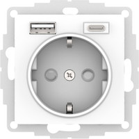 РОЗЕТКА 16А с 2 USB A+C, мех, БЕЛЫЙ (Systeme Electric) ATN000132
