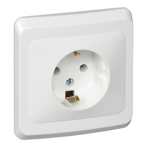 ЭТЮД Розетка скрытая с заземлением без шторок белая (Systeme Electric) PC16-003B