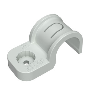 Крепеж-скоба пластиковая односторонняя для прямого монтажа серая в п/э д20 (50шт/600шт уп/кор) (Промрукав) PR13.0369