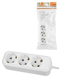 Удлинитель 3 гнезда. 3 метра. с/з. 10 А. 2300 Вт. белый. НАРОДНЫЙ (TDM ELECTRIC) SQ1303-1041