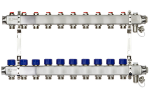 Коллекторная группа SSM-10R set 10 контуров 1'X3/4' с термостатическими клапанами и кронштейнами (Ridan) 088U0980R